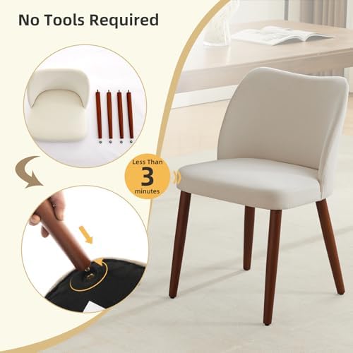 GarveeHome Wooden Dining Chair Set of 4 Upholstered Fabric Dining Chair