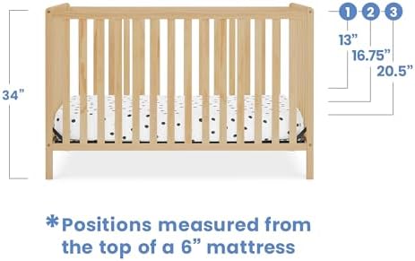 Delta Children Heartland 4-in-1 Convertible Crib & Mattress, Natural