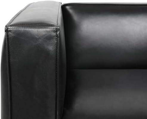 Christopher Knight Home Goyette Contemporary Faux Leather Club Chair, Midnight Black and Dark Walnut