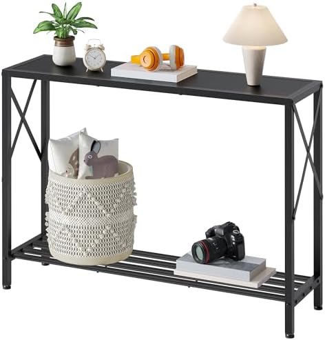 Tajsoon Console Table 41.8", 2 Tier Narrow Entryway Table with Shelves