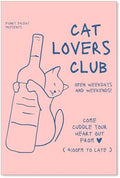 OMANI Cute Cat Alcohol Bottle Wall Art Funky Pink and Blue Aesthetic Poster Cat Lovers Club Canvas Prints Bar Cart Wall Decor for Home Bar Kitchen Bedroom 16x24 inch Unframed