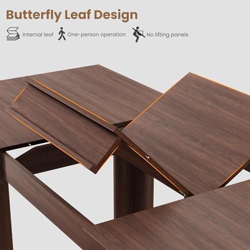 GarveeHome 63 in-86.6 in Extendable Dining Room Table for 6-10