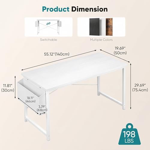 OLIXIS Computer Desk, 55 Inch Gaming Desks for Home Office Small Spaces