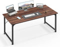 Huuger Computer Desk, 48 Inch Office Desk, Gaming Desk with Storage, Writing Desk Work Desk for Home Office, Study, Modern Simple Desk, Large Legroom, Metal Frame, Walnut