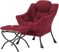 Tiita Lazy Chair with Ottoman, Comfy Reading Accent Chair, Burgundy