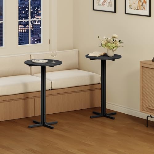 YATINEY Round Bar Table, Counter Height Pub Table, Bar Height Cocktail Table, Versatile Use, for Dining Room, Kitchen, Bar, Pub, Cafe, Black BT10BB