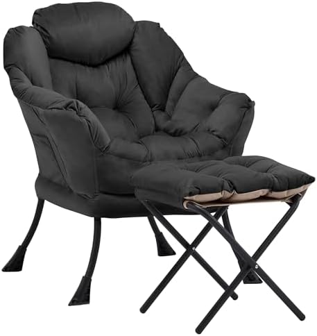 Lazy Chair with Ottoman, Black