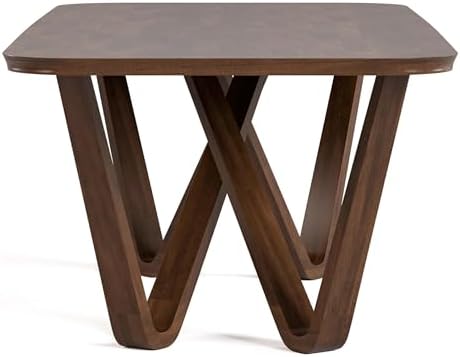 Furniture of America Nazaen I 94.5" Mid-Century Modern Solid Wood Live Edge Dining Table with Steel Support, Walnut Finish, Seats 6–8