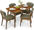 Best Choice Products 5-Piece Dining Set, Compact Mid-Century Modern Table & Chair Set for Home, Apartment w/ 4 Chairs, Padded Seats & Backrests, Wooden Frame - Walnut/Moss Green