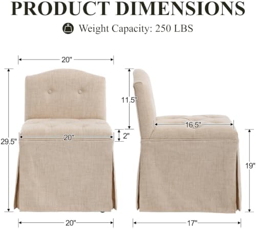 Beige Makeup Vanity Chair with Back & Wheels
