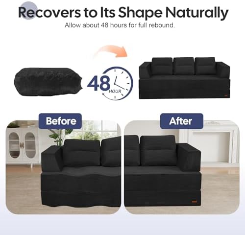 COMAX Futon Sofa Bed, Convertible Sofa Bed, Folding Boneless Couches