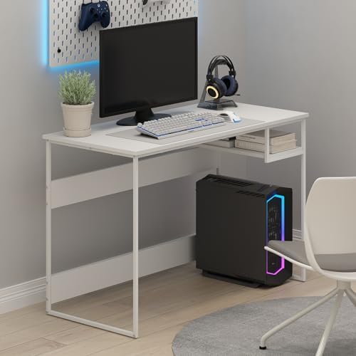 Furinno Moretti 45-Inch Wide Metal Frame Desk, Solid White