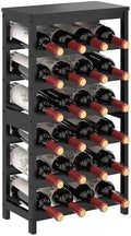 MOGELAFOO 6 Tier Bamboo Wine Rack Freestanding Floor, 24 Bottles Wine Storage Shelves with Table Top, Stackable Wine Display Rack for Kitchen, Bar, Dining Room, Black