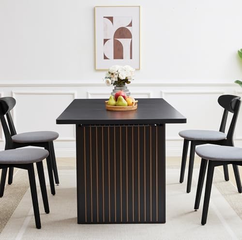 55"-71" Extendable Dining Table for 4-6, Modern Rectangular Table, Black