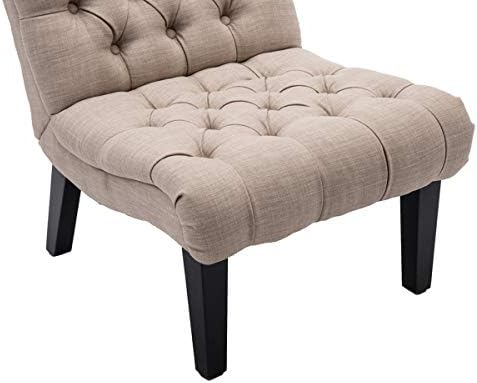 Armless Modern Accent Chairs Set of 2 for Bedroom, Khaki Fabric