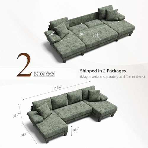 Txtin's Sleeper Sofa with Pull Out Bed 112 Inch U Shaped Sectional Couch