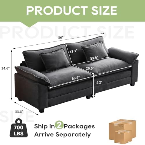 Oprisen 86" Modular Sectional Sofa, Comfy Loveseat Deep Cloud Couch
