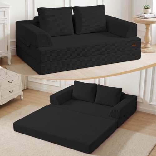 COMAX Convertible Futon Sofa Bed, 59" Folding Boneless Loveseat Small Couch