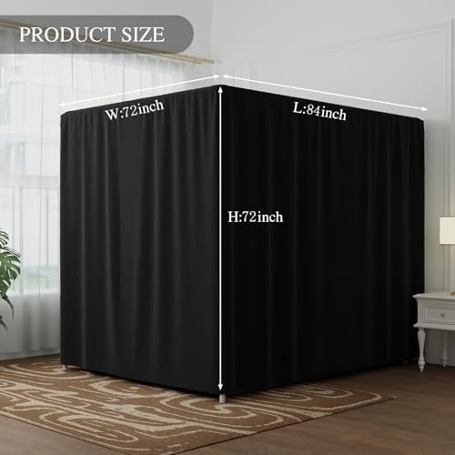 Black Canopy Bed Curtain 4 Corner Post Bed Curtains, California King