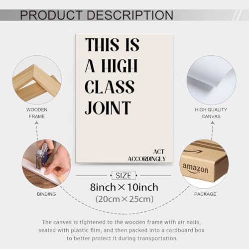 Neutral Minimalist Modern Poster Vintage Unique Quote Wall Art 08x10 inch Framed This is a High Class Joint Canvas Prints for Office Dorm Living Room Wall Decor