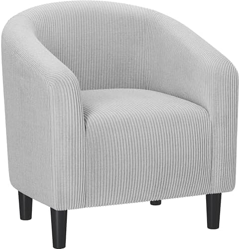 Yaheetech Small 25.5in Wide Corduroy Accent Chair for Bedroom, Light Gray