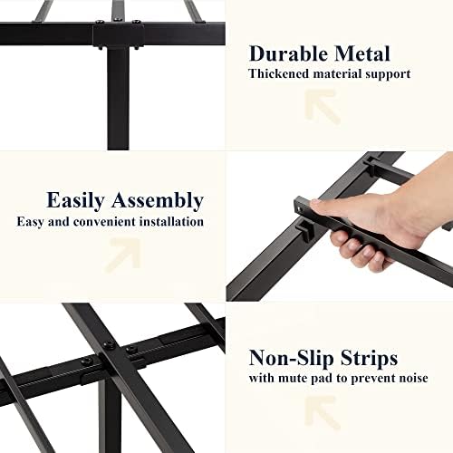 Allewie Full Metal Bed Frame with Victorian Iron-Art Headboard, Black