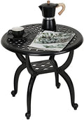 YKSY&YKSY Jardin DE Centennial Cast Aluminum Side/End Table, Anti-Rust Coffee Bistro Table for Outdoor, Patio, Indoor, Garden, Porch, Balcony (Round Black) 1