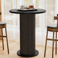 Bar Table with Storage and Sliding Door, 39.4” H 31.5” W Small Round Kitchen Table, Home Bar High Top Cocktail Table for Kitchen, Coffee Bar, Living Room, Black