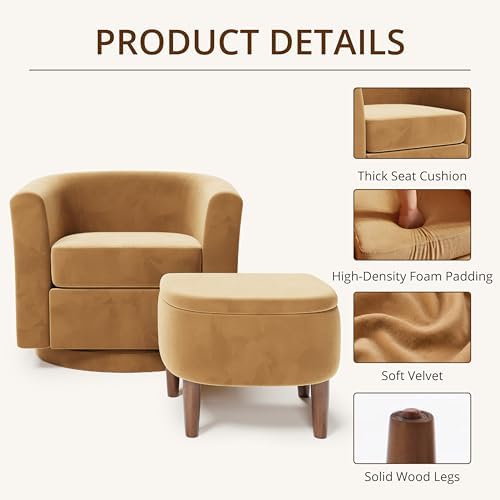 360° Swivel Accent Chair with Storage Ottoman