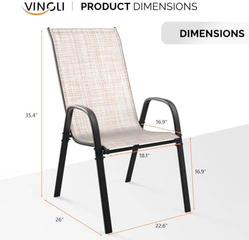 VINGLI Patio Chairs Set of 6, Yellow