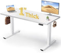 White 60x28 in Electric Standing Desk, 1 Inch Thick Tabletop