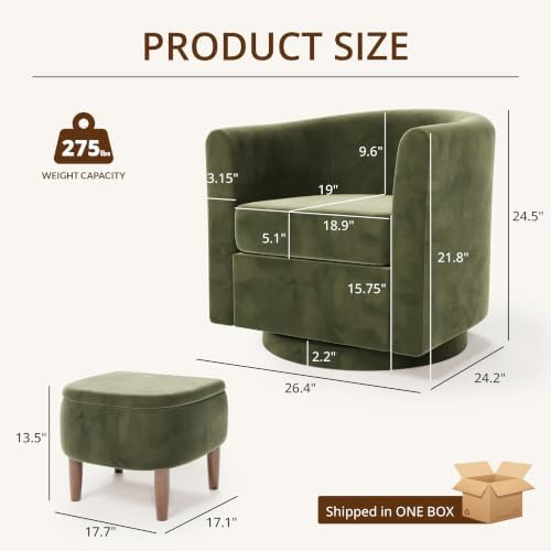 360° Swivel Accent Chair with Storage Ottoman