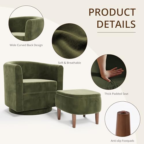 360° Swivel Accent Chair with Storage Ottoman