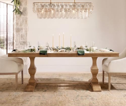 WAMPAT 74.8-inch Long Vintage Farmhouse Dining Table for 6-8 People