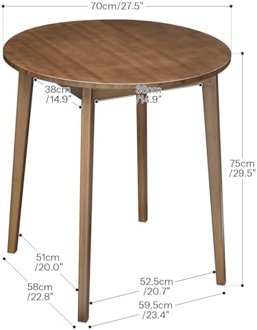 HOOBRO Bamboo Dining Table, Round Dining Table for 2, 27.5" Kitchen Table for Small Space, Writing Table, Easy to Assemble, for Dining Room, Living Room, Office, Kitchen, Apartment, Brown BR71CZ01G1