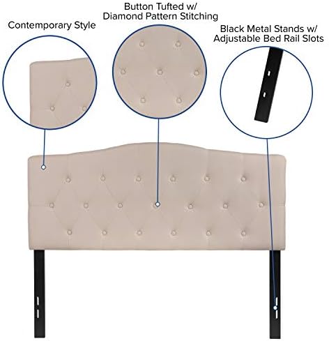 EMMA + OLIVER Beige Full Tufted Headboard