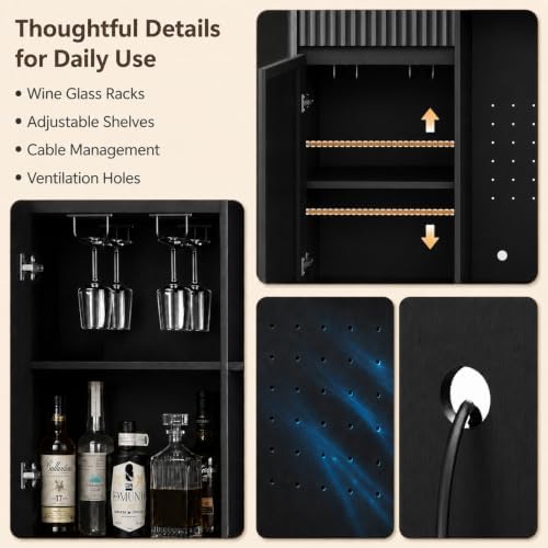Coffee Bar with Mini Fridge Space,Liquor Wine Mini Bar Cabinet with Storage