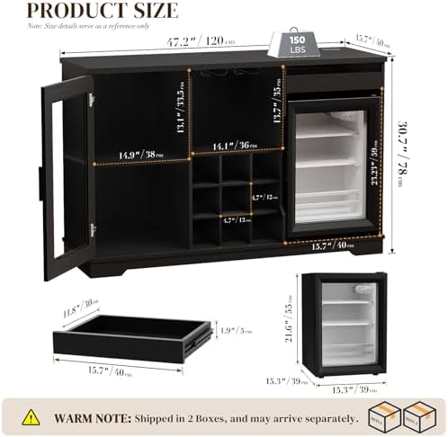 BROTTAR Large Coffee Bar Cabinet with Fridge (Fridge Included)