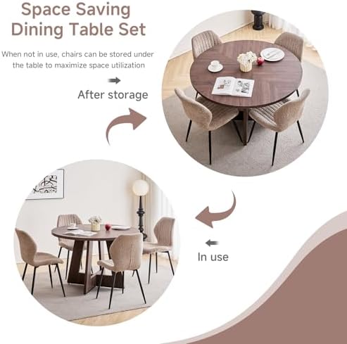 Round Dining Table Set for 4, Kitchen Table and Chairs