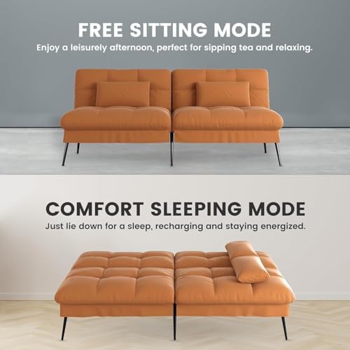 COMHOMA Futon Sofa Bed, 72″ Convertible Sleeper Sofa, Upholstered Loveseat