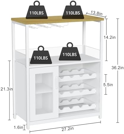 IDEALHOUSE Wine Bar Cabinet with Detachable Wine Rack and Storage Space