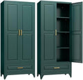 SteeLoong 75" Metal Storage Cabinet with Doors and 3 Adjustable Shelves | Kitchen Pantry Cabinet with Drawer,Green Kitchen Cabinet with 2 Gold Handles,Food Cupboard for Livingroom,Pantry, Bathroom