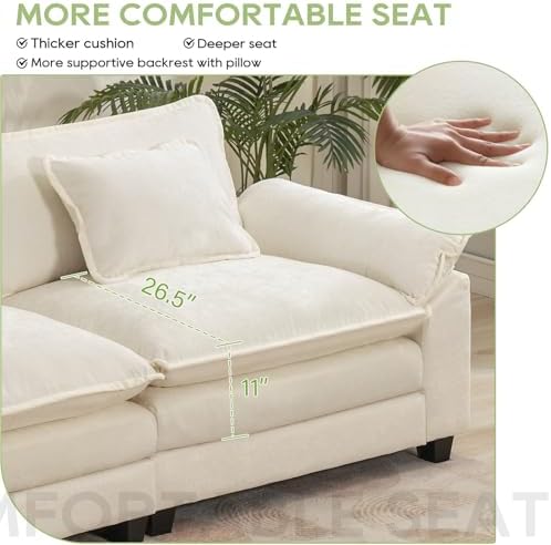Oprisen 120" Modular Sectional Sofa, Comfy Deep Cloud Couch with Ottoman