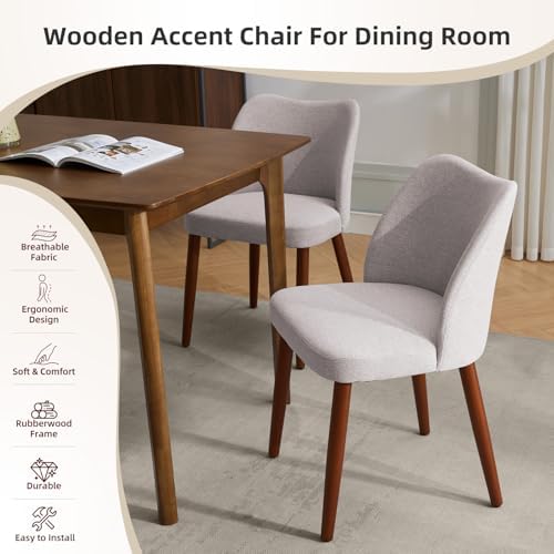 GarveeHome Dining Chairs Set of 4 with Cozy Backrest/Wooden Legs