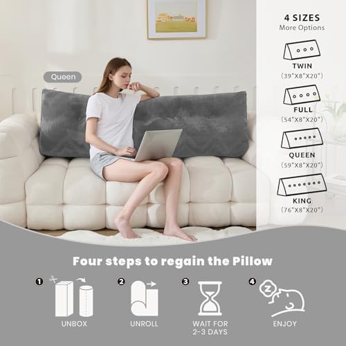 Zelladorra Headboard Pillow Queen, Triangular Wedge Pillow Headboard