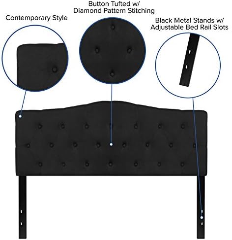 EMMA + OLIVER Black Queen Tufted Headboard