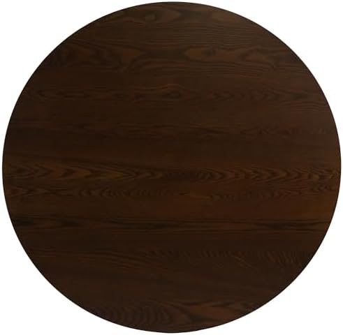 BESTANO 39” Round Solid Wood Dining Table for 4-5 People, Modern Pedestal Small Kitchen Table Circle Tabletop with Walnut Wood Grain Finish, Saving Space, Walnut