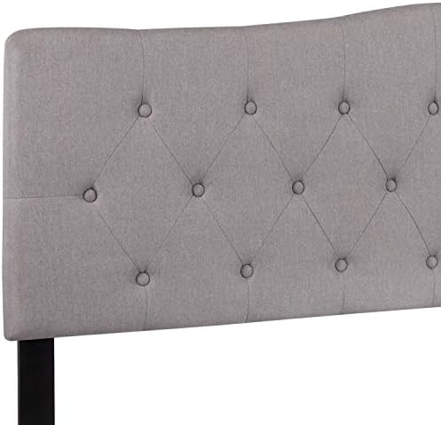 EMMA + OLIVER Light Gray King Button Tufted Headboard