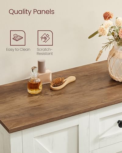 VASAGLE Farmhouse Storage Cabinet with Door, 4 Drawers, Adjustable Shelves
