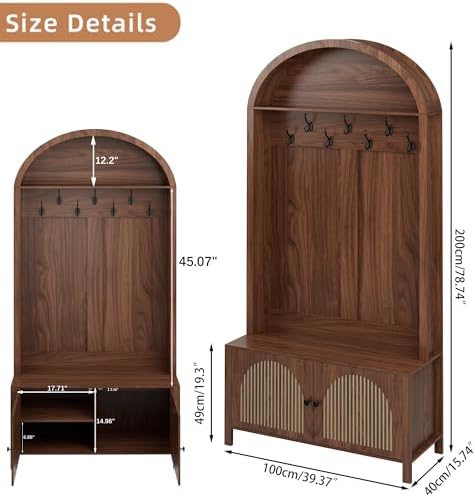 Mxtxmy Hall Tree with Bench and Shoe Storage 78.74" Coat Rack with 7 Hooks